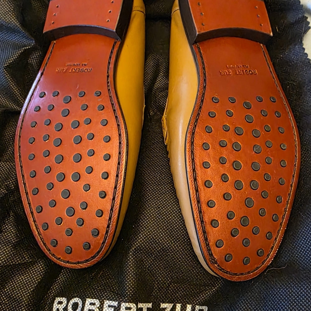 Robert Zur Light Brown Leather Men's Slip-Ons - Picture 2 of 3